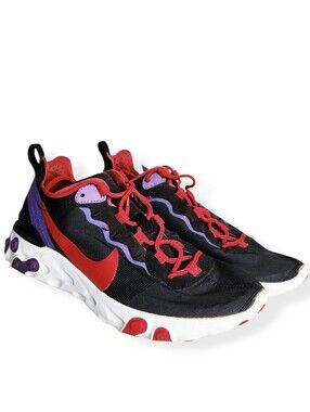 Nike React Element 55 Black University Red CQ9903-001 Women's Sneaker Size 8